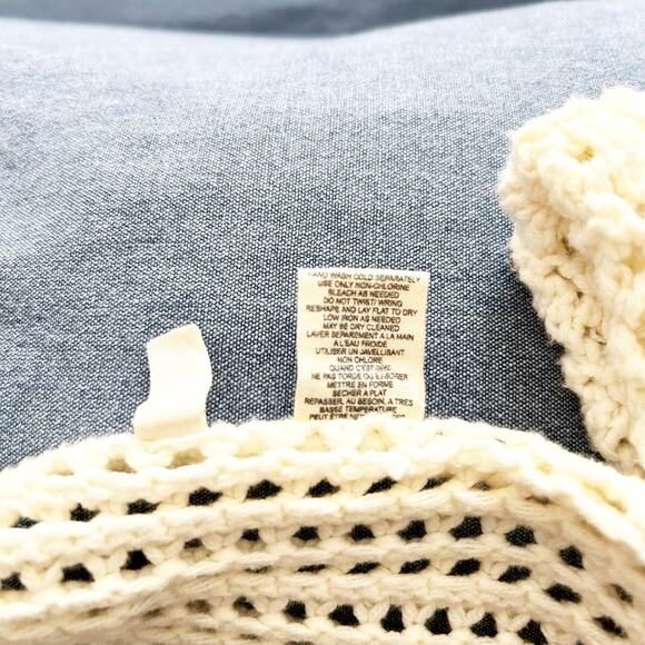 Anthropologie Moth Cream Pom Pom Cardigan Open Knit Zip Front Sweater Size XS - Picture 6 of 6